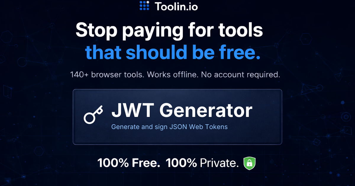 JWT Generator – Create & Sign JWT Tokens | Toolin | toolin.io